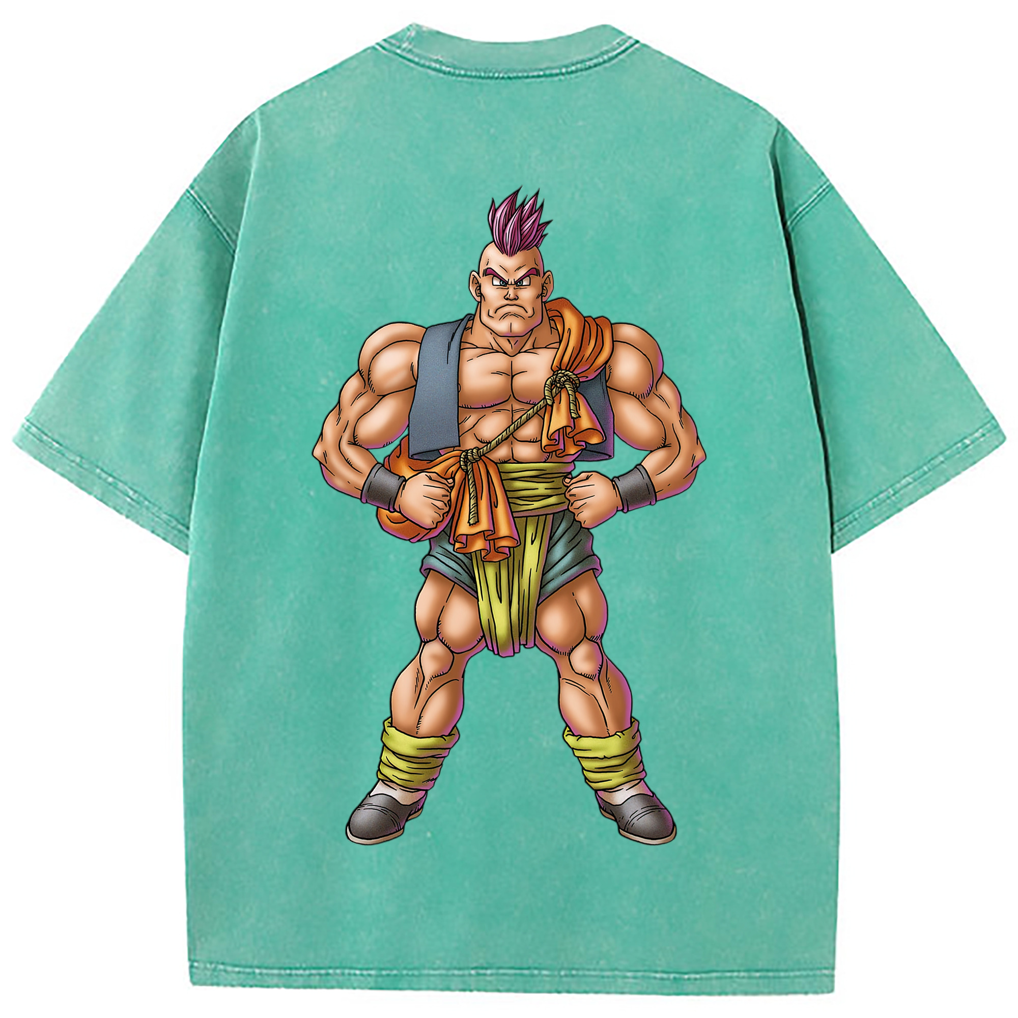 （画像用） ドラゴンクエスト Doragon Kuesuto Dragon Quest 綿100% ヴィンテージ風 半袖Tシャツ（背面プリント）